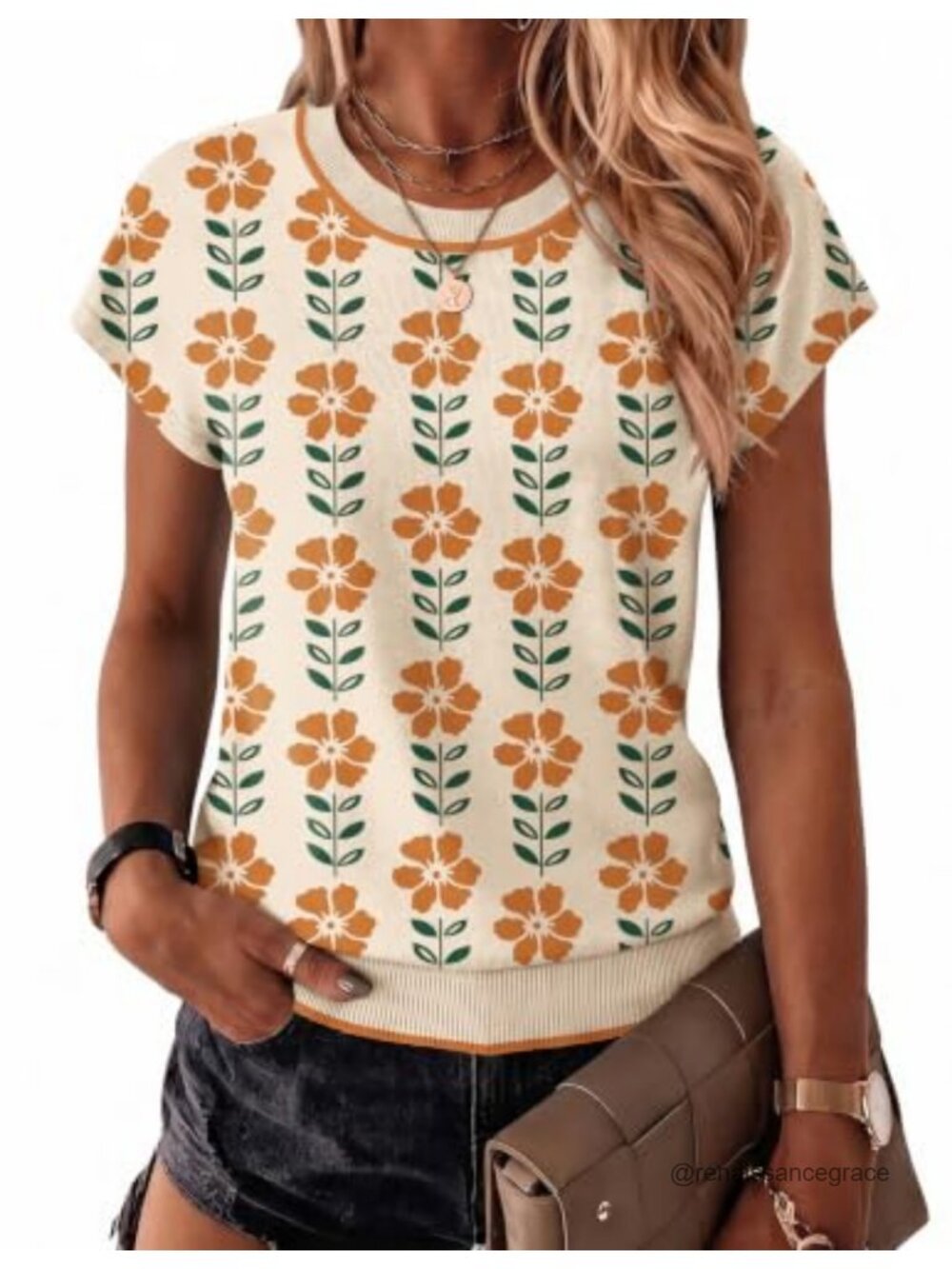 Zeagoo 100% Viscose Cap Sleeve Crewneck Sweater Business Casual Top